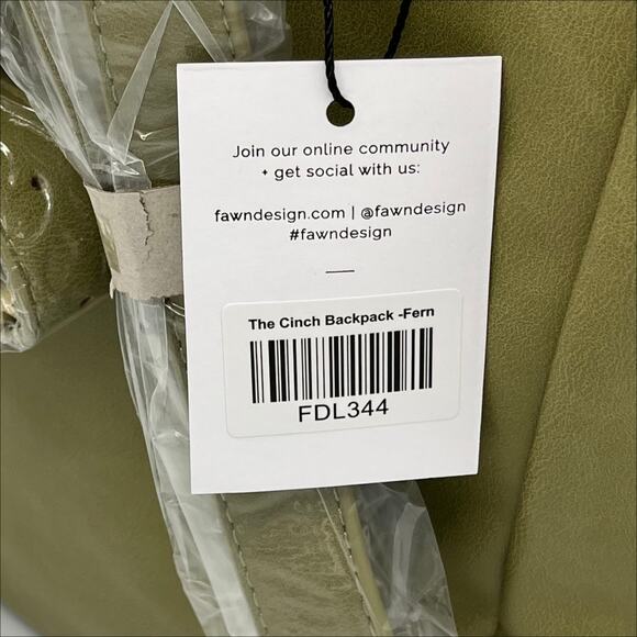 Fawn Design Faux Leather The Cinch Backpack with Dust bag in Fern - Picture 7 of 7